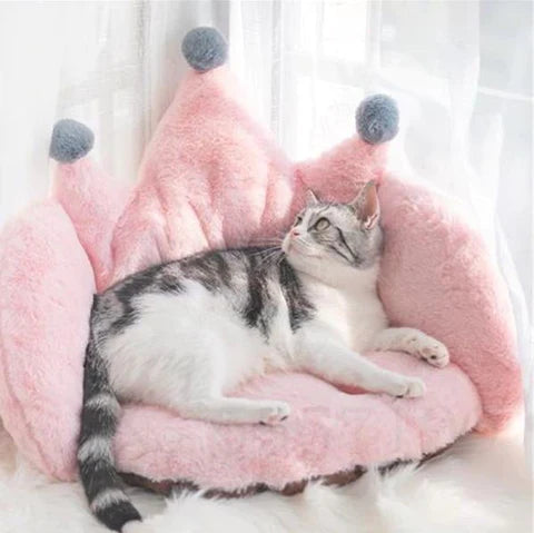 Crown Plush Pet Cat Bed Seat Sofa