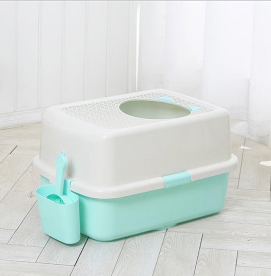 Covered Cat Litter Box with Top Entry