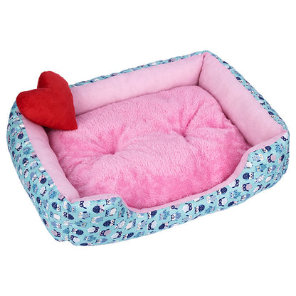 Colorful Rectangular Warm Plush Pet Dog Bed