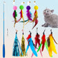 Feather Wand Retractable Fishing Pole Cat Toy Set