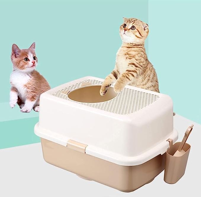 Covered Cat Litter Box with Top Entry