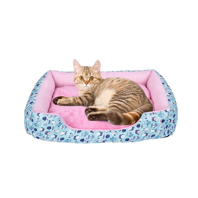 Colorful Rectangular Warm Plush Pet Dog Bed