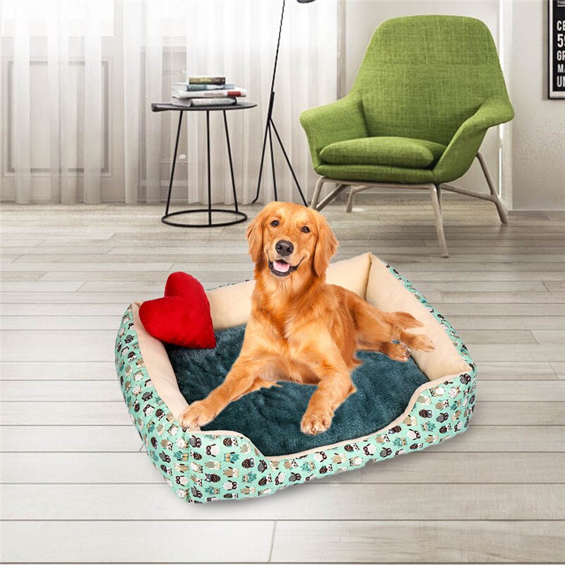 Colorful Rectangular Warm Plush Pet Dog Bed