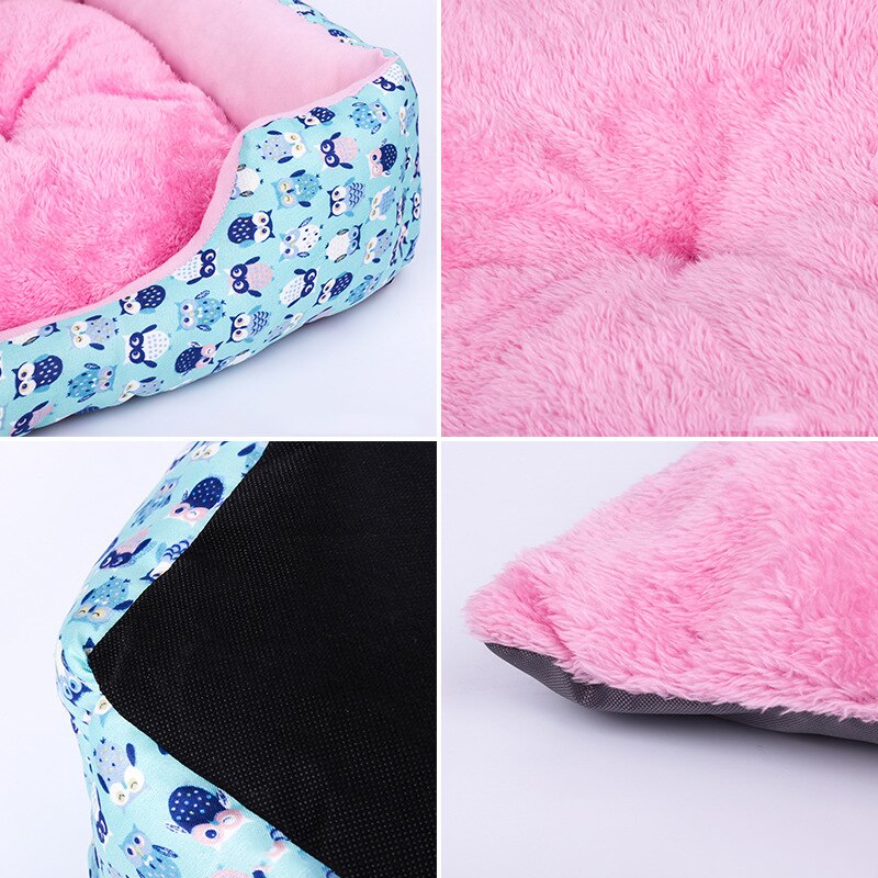 Colorful Rectangular Warm Plush Pet Dog Bed