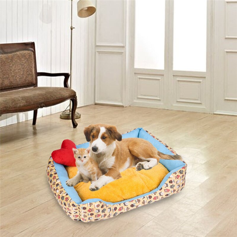 Colorful Rectangular Warm Plush Pet Dog Bed