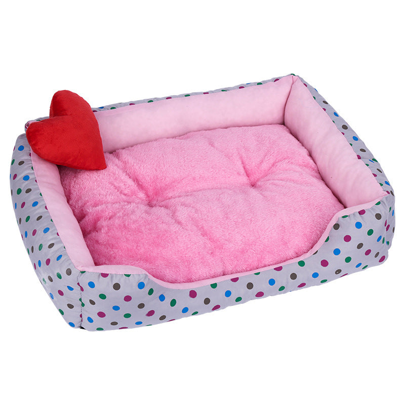 Colorful Rectangular Warm Plush Pet Dog Bed