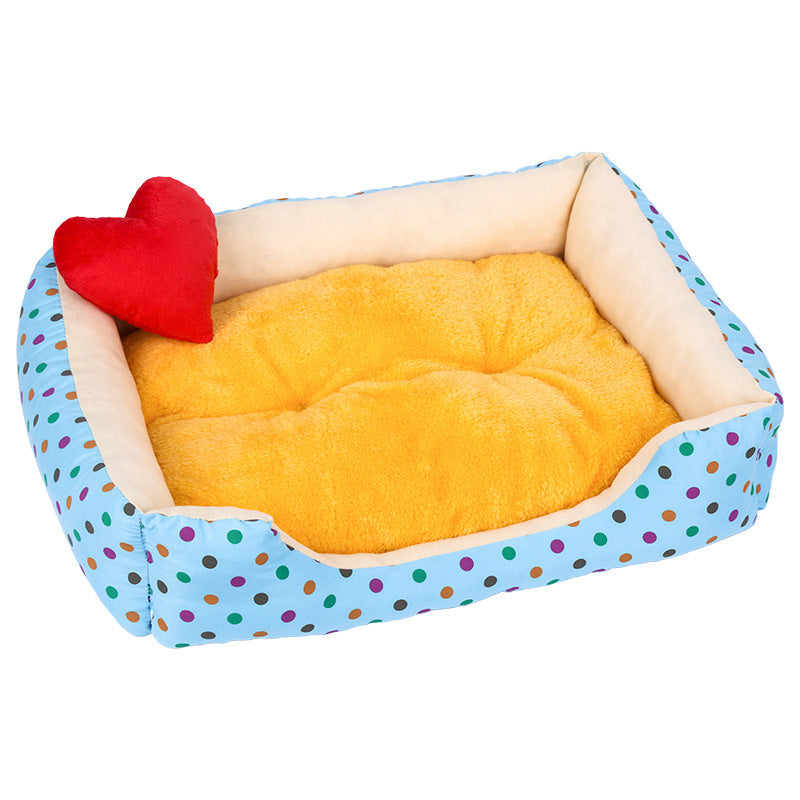 Colorful Rectangular Warm Plush Pet Dog Bed