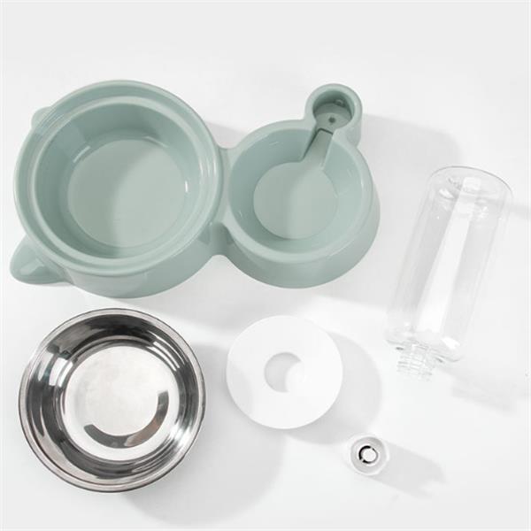 Dual Pet Food & Automatic Water Bowl Set