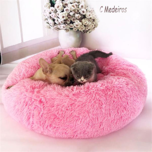 Round Fluffy Plush Donut Pet Bed Nest