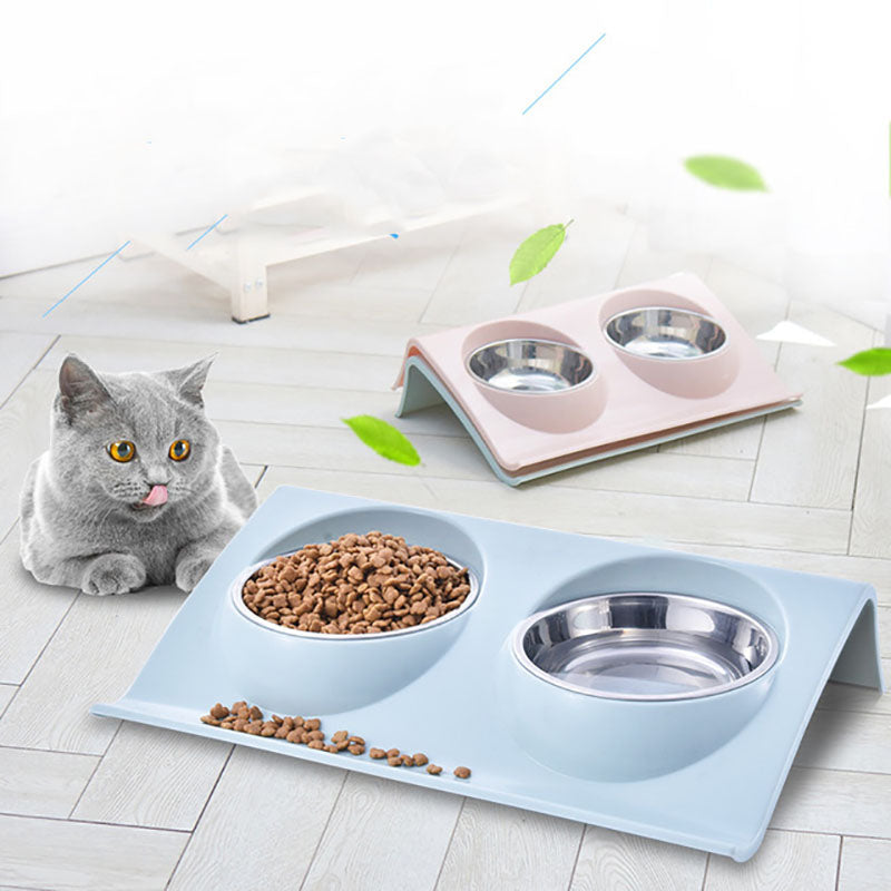 Stainless Steel Double Pet Food & Water Bowls